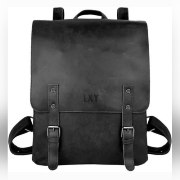 LXY Vegan Leather Backpack Vintage Black LAPTOP - Picture 6 of 16